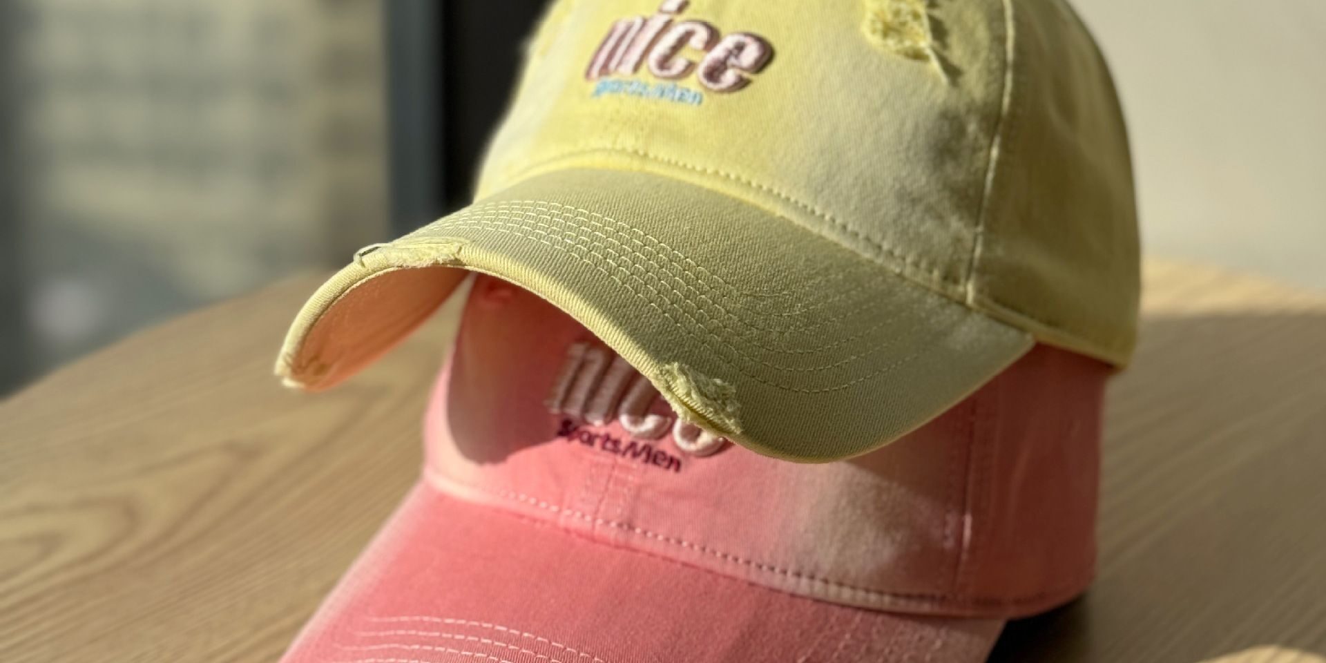 korean washed distressed letter embroidered baseball hat