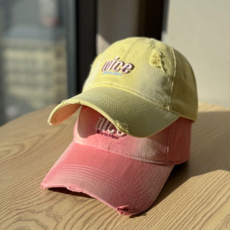 korean washed distressed letter embroidered baseball hat