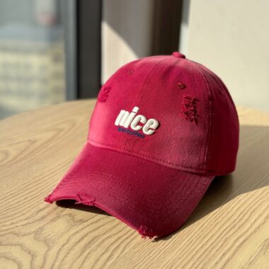 korean washed distressed letter embroidered baseball hat