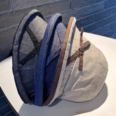 polka dot bow cotton linen summer women bucket hat