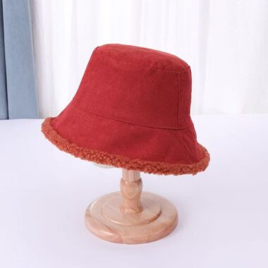 thick reversible winter corduroy women bucket hat
