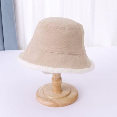 thick reversible winter corduroy women bucket hat