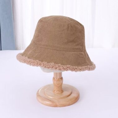 thick reversible winter corduroy women bucket hat