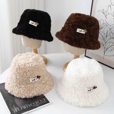 autumn winter thick sherpa fleece women bucket hat