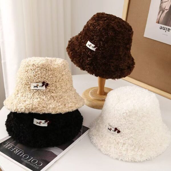 autumn winter thick sherpa fleece women bucket hat