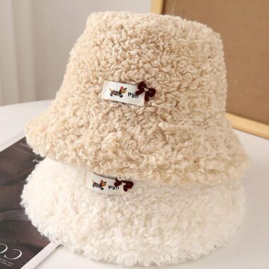 autumn winter thick sherpa fleece women bucket hat