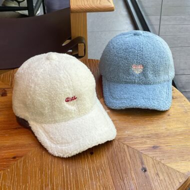 winter sherpa heart letter warm unisex baseball hat