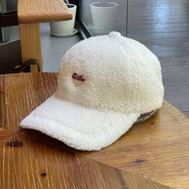 winter sherpa heart letter warm unisex baseball hat