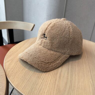 korean sherpa letter embroidered warm unisex baseball hat