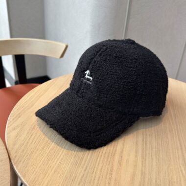 korean sherpa letter embroidered warm unisex baseball hat