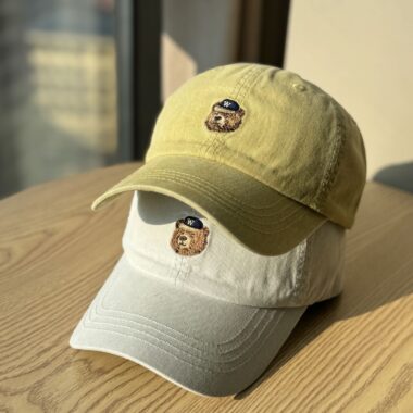 vintage bear embroidered soft crown fashion baseball hat