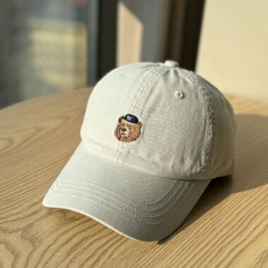 vintage bear embroidered soft crown fashion baseball hat