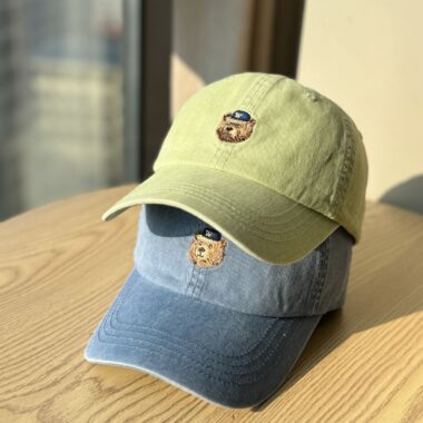 vintage bear embroidered soft crown fashion baseball hat