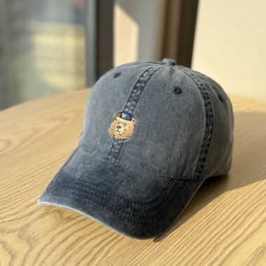 vintage bear embroidered soft crown fashion baseball hat