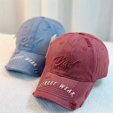 washed denim distressed letter all match women baseball hat