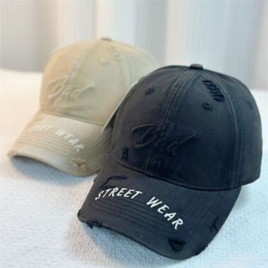 washed denim distressed letter all match women baseball hat