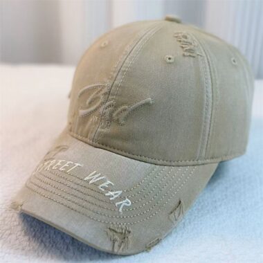 washed denim distressed letter all match women baseball hat