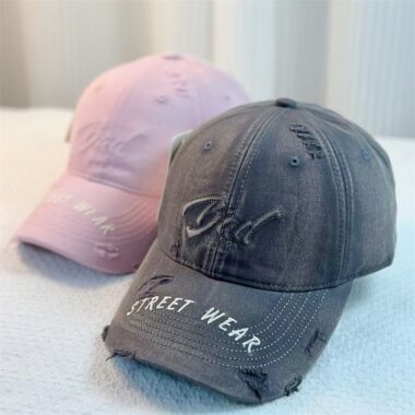 washed denim distressed letter all match women baseball hat